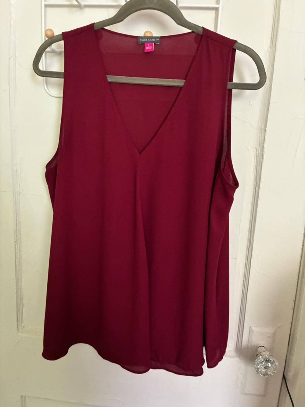 Vince Camuto Sleeveless V-Neck Tank in Deep Wine